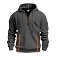 thumbnail image 1 of Dagegui Quarter Zip Pullover Sweatshirt for Men Fall Long Sleeve Hoodies with Pocket Drawstring Hooded Sport Shirt Tops Dark Gray XXL, 1 of 8