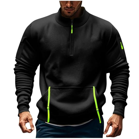 Dagegui Quarter Zip Sweatshirt for Men Fleece Mock Neck Long Sleeve Top ...