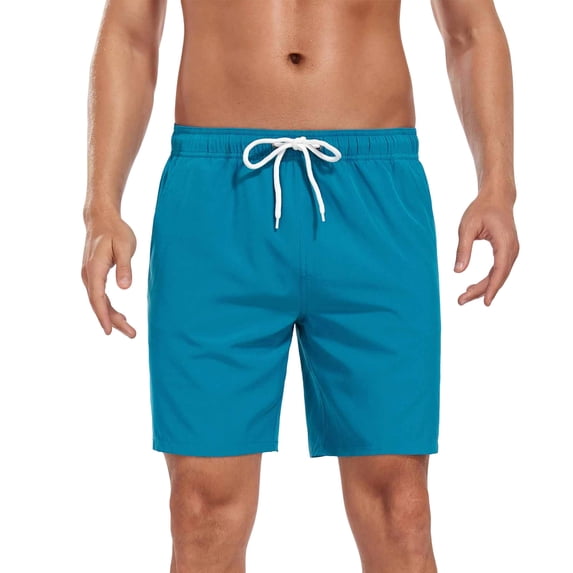 Dagegui Quick Dry Beach Shorts for Men Drawstring Elastic Waist Swimming Surfing Trunks with Liner Light Blue XXL
