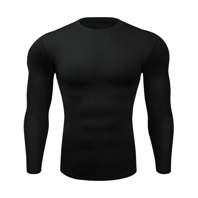 Dagegui Quick Dry Shirts for Men Long Sleeve Crewneck T-Shirts Lightweight Workout Trainning Shirt Stretchy Tops Soft Milk Silk Fall Tees Black M
