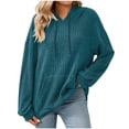 thumbnail image 1 of Dagegui Ribbed Knit Hoodies for Women Oversized Long Sleeve Hooded Sweatshirts Fall Casual Loose Fit Pullover Tops with Drawstring & Pocket Blue XXL, 1 of 7
