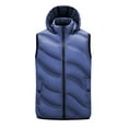 thumbnail image 1 of Dagegui Sleeveless Hooded Jackets for Men Lightweight Quilted Stand Collar Vest with Pockets Fall Winter Outdoor Active Vests Blue M, 1 of 7