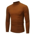 thumbnail image 1 of Dagegui Slim Fit Shirts for Men Solid Mock Neck Long Sleeve Pullover Lightweight Fall Base Layer Shirt Top Coffee M, 1 of 5