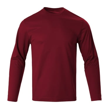 Dagegui Solid Shirts for Men Long Sleeve Round Neck T-Shirts Lightweight Quick Dry Sport Tees Outdoor Running Jogging Workout Tops Wine,M