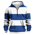 thumbnail image 1 of Dagegui Striped Hoodie for Men Stylish Quarter Zip Pullover Sweatshirt Casual Loose Fit Pullover Hoodies with Pocket Athletic Tops Blue S, 1 of 5
