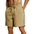 thumbnail image 1 of Dagegui Striped Shorts for Men Breathable Summer Beach Shorts Drawstring Elastic Waist Casual Short Pants with Pockets Khaki L, 1 of 8