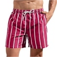 thumbnail image 1 of Dagegui Striped Shorts for Men Casual Elastic Waist Drawstring Shorts with Pockets Summer Beach Vacation Short Pants Watermelon Red XXL, 1 of 3