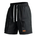 thumbnail image 1 of Dagegui Summer Cargo Shorts for Men Drawstring Elastic Waist Athletic Jogger Lightweight Running Workout Short Pants with Pockets Black S, 1 of 9