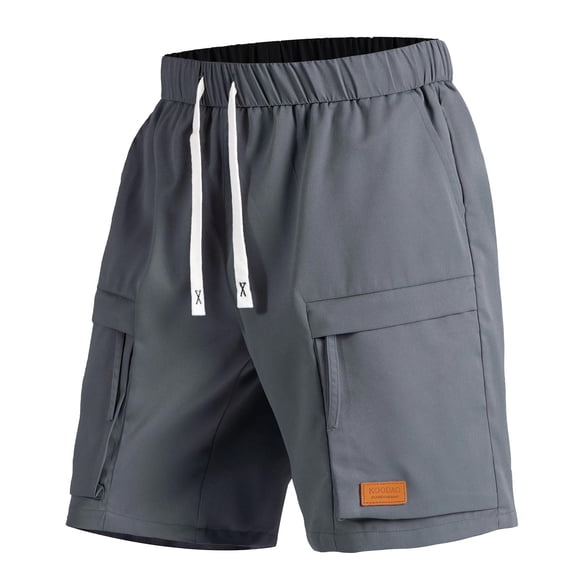 Dagegui Summer Cargo Shorts for Men Drawstring Elastic Waist Athletic Jogger Lightweight Running Workout Short Pants with Pockets Gray S