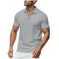 thumbnail image 1 of Dagegui Summer Golf T-Shirt for Men Gray Turndown Collared Short Sleeve Shirts Lightweight Slim Fit Workout Muscle Tee Everyday Tops S, 1 of 9
