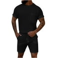 thumbnail image 1 of Dagegui Summer Outfit Sets for Men Waffle Crewneck T-Shirts and Short Pants Set Casual Beach Outdoor Outfits Solid Sweatsuits Black XL, 1 of 6