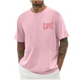 thumbnail image 1 of Dagegui Summer T Shirt for Men Letter Graphic Short Sleeve Tops Casual Crewneck Pullover Tee Big & Tall Basic T-Shirts Pink XXXXL, 1 of 3
