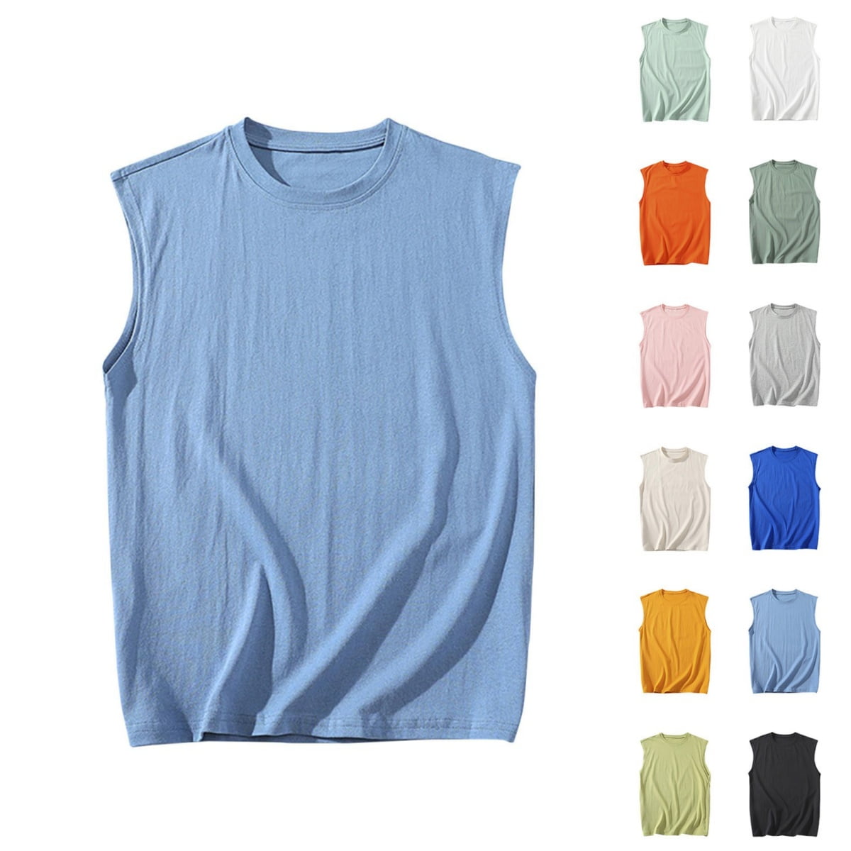 Dagegui Summer Tank Tops for Men Cotton Crewneck Sleeveless Pullover ...