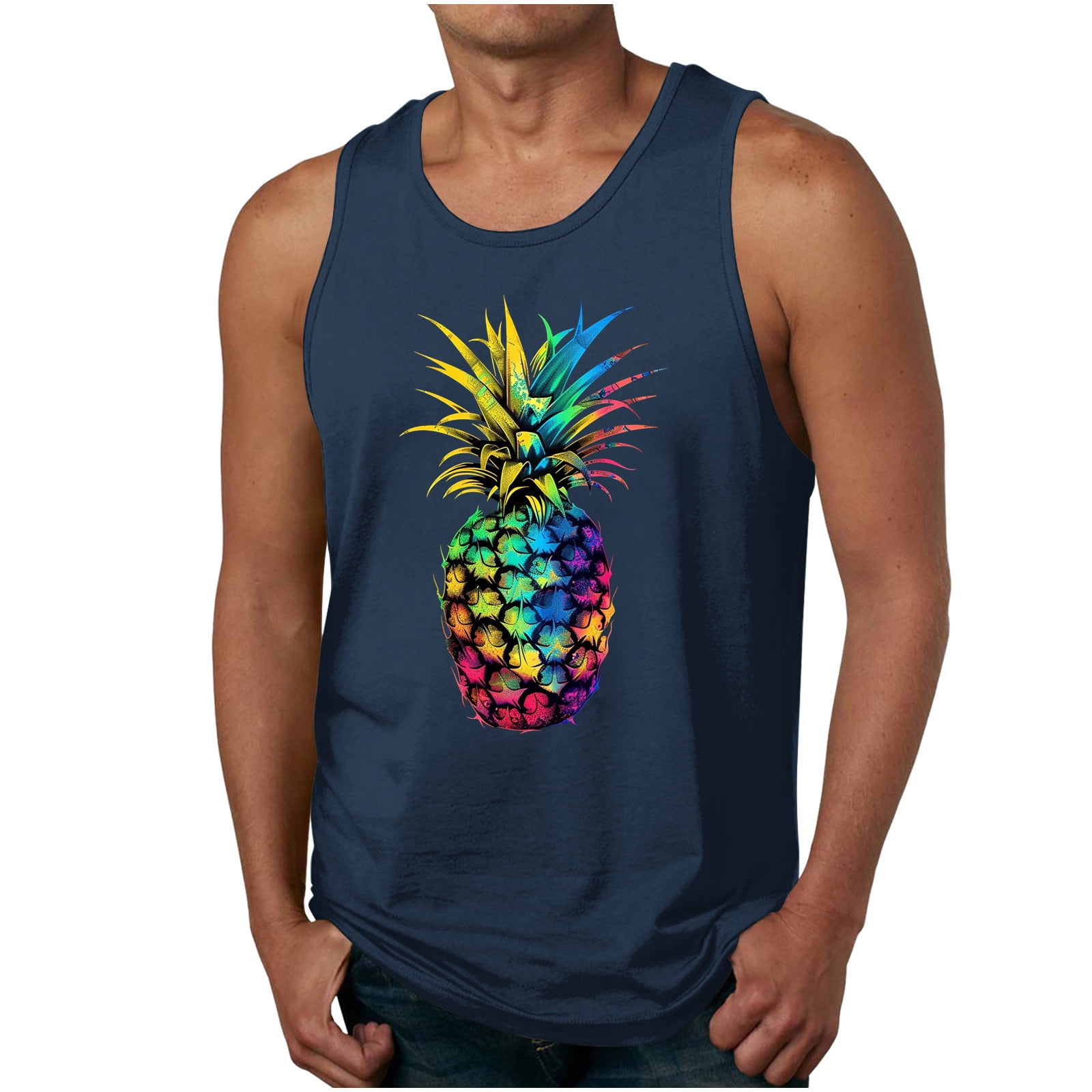 Dagegui Summer Tank Tops for Men Funny Graphic Sleeveless Crewneck ...
