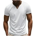 thumbnail image 1 of Dagegui Summer V-Neck T Shirt for Men Slim Fit Muscle Workout Tee White Short Sleeve Shirts Lightweight Summer Workout Tops 3X, 1 of 8