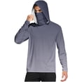 thumbnail image 1 of Dagegui Sun Hoodie for Men Gradient Color Long Sleeve UV Protection Beach Shirt UPF 50+ Face Mask Hooded T-Shirt Outdoor Travel Pullover Tops Dark Gray M, 1 of 7