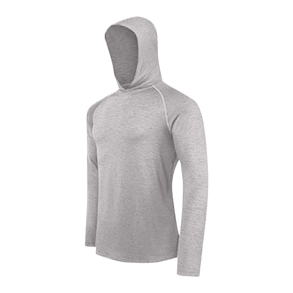 Dagegui Sun Protection Mens Long Sleeve Hoodie Shirt UV Quick Dry Gym Shirts Muscle Tee Lightweight UPF 50+ Running Workout Fitness T-Shirt Tops Gray XXL