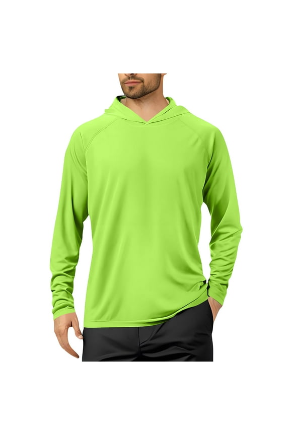 Sun Shirts Mens Tops UPF 50+ UV Protection Hoodies Long Sleeve Lightweight Summer Hiking Fishing Cycling Tops Green M
