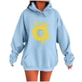 thumbnail image 1 of Dagegui Sunflower Hoodies for Women Oversized Sweatshirts Fall Winter Hooded Pullover Top | Aesthetic Drop Shoulder, Long Sleeve, Baggy, Pocket, School, Everyday Casual Wear Light Blue L, 1 of 4