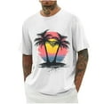 thumbnail image 1 of Dagegui Sunset Palm Tree Graphic T-Shirts for Men Casual Crew Neck Short Sleeve Tops Big and Tall Summer Basic Tees White XXL, 1 of 5
