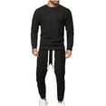 thumbnail image 1 of Dagegui Sweatsuits for Men 2 Piece Long Set Crewneck Pullover Sweatshirts with Sweatpants Sets Big and Tall Solid Color Casual Outfits Clearance Sale Black 2XL, 1 of 9