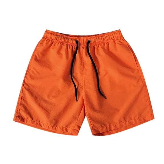 Dagegui Swim Shorts for Men Solid Color Elastic Waist Drawstring Shorts Big and Tall Lounge Short Pants with Pockets Lightweight Beach Shorts Time-Limited Sales Orange 4XL