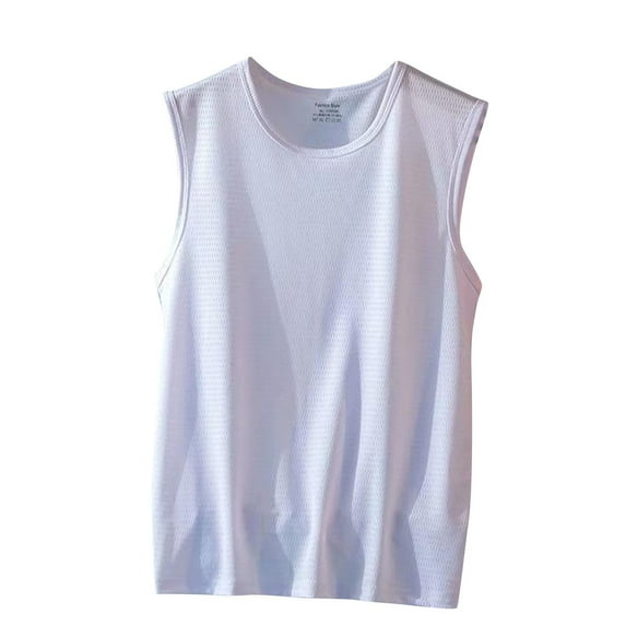 Dagegui Tank Tops for Men Ice Silk Sleeveless Sport T-Shirts Quick Dry Summer Gym Workout Tanks Big and Tall Lightweight Athletic Tees Limited Time Discount White M
