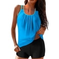 thumbnail image 1 of Dagegui Tankini Swimsuits for Women 2 Piece Modest Bathing Suits Summer Pleated U Neck Swim Tank Top with Boyshorts Swimwear Sets Light Blue S, 1 of 6