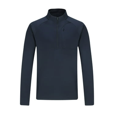 Dagegui Today Deals! Mens 1/4 Zip Mock Neck Shirts Long Sleeve Slim Fit T-Shirts Big and Tall Running Workout Shirt Lightweight Outdoor Athletic Tees Pullover Tops Dark Blue,M