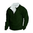 thumbnail image 1 of Dagegui Today Sales! Mens Quarter Zip Pullover Winter Stand Neck Long Sleeve Sweatshirts Big and Tall Thin Fleece Tops Casual Loose Fit Sweatshirt Army Green,XXXXXL, 1 of 3