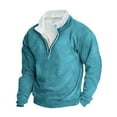 thumbnail image 1 of Dagegui Today Sales! Mens Quarter Zip Pullover Winter Stand Neck Long Sleeve Sweatshirts Big and Tall Thin Fleece Tops Casual Loose Fit Sweatshirt Light Blue,S, 1 of 3