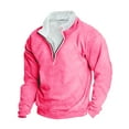 thumbnail image 1 of Dagegui Today Sales! Mens Quarter Zip Pullover Winter Stand Neck Long Sleeve Sweatshirts Big and Tall Thin Fleece Tops Casual Loose Fit Sweatshirt Pink,S, 1 of 3