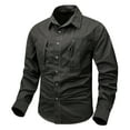 thumbnail image 1 of Dagegui Today Sales! Mens Work Shirts Lightweight Long Sleeve Button Down T-Shirts Big and Tall Cargo Shirt Solid Color Quick Dry Tees Tops for Outdoor Hiking Black,L, 1 of 4