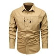 thumbnail image 1 of Dagegui Today Sales! Mens Work Shirts Lightweight Long Sleeve Button Down T-Shirts Big and Tall Cargo Shirt Solid Color Quick Dry Tees Tops for Outdoor Hiking Khaki,XL, 1 of 6