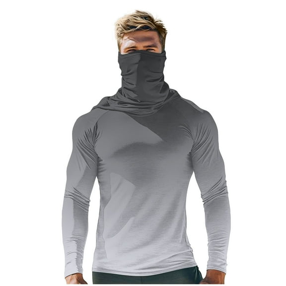 Dagegui UV Fishing Hoodies for Men Long Sleeve Sun Shirt with Neck & Face Protection Outdoor UPF 50  Pullover Tops Summer Travel T-Shirt Dark Gray M