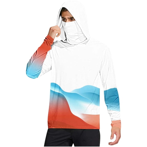 Dagegui UV Sun Protection Shirt for Men UPF 50+ Rash Guard Hoodie Cooling Summer Long Sleeve T-Shirt Quick Dry Fishing Beach Tee Tops White S