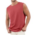 thumbnail image 1 of Dagegui Under $10 Mens Crew Neck Sleeveless T Shirts Summer Cool Workout Muscle Tank Tops Casual Loose Fit Running Training Tee Watermelon Red,M, 1 of 5