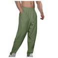thumbnail image 1 of Dagegui Lightweight Cotton Linen Pants for Men Drawstring Elastic Waist Tapered Pant Casual Loose Fit Jogger Trousers with Pockets Green M, 1 of 8