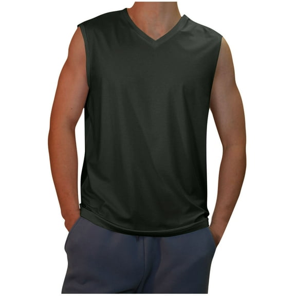 Dagegui Under $15 Men's V-Neck Sleeveless T Shirts Cooling Summer Tank Tops Casual Running Sport Tanks Lightweight Gym Workout Vest Black M