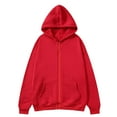 thumbnail image 1 of Dagegui Unisex Casual Hoodies Solid Long Sleeve Hooded Sweatshirts Mens Womens Thin Fleece Jacket Coats with Pockets Red XXXL, 1 of 6
