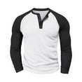 thumbnail image 1 of Dagegui Waffle Henley Shirts for Men Raglan Long Sleeve Pullover Athletic Tops Lightweight Workout Muscle Tee White L, 1 of 5