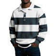 thumbnail image 1 of Dagegui Waffle Knit Long Sleeve Shirts for Men Trendy Striped Golf Shirt Fall Collared Button Up Pullover Tops Army Green M, 1 of 5