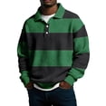 thumbnail image 1 of Dagegui Waffle Knit Long Sleeve Shirts for Men Trendy Striped Golf Shirt Fall Collared Button Up Pullover Tops Green XXL, 1 of 5