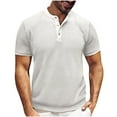 thumbnail image 1 of Dagegui Waffle Short Sleeve T Shirt for Men White Casual Crewneck Henley Shirts Summer Basic Tshirt Lightweight Workout Muscle Tee Tops L, 1 of 5