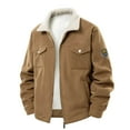 thumbnail image 1 of Dagegui Winter Coats for Men Warm Fleece Long Sleeve Coat Soft Warm Winter Outwear Casual Dressy Work Jackets Khaki XXL, 1 of 3
