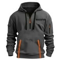 thumbnail image 1 of Dagegui Winter Hoodies for Men Trendy Quarter Zip Pullover Multi-Pockets Gym Shirt Fleece Lined Long Sleeve Sweatshirts Dark Gray XXXXL, 1 of 4
