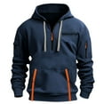 thumbnail image 1 of Dagegui Winter Hoodies for Men Trendy Quarter Zip Pullover Multi-Pockets Gym Shirt Fleece Lined Long Sleeve Sweatshirts Navy XXXXXL, 1 of 4