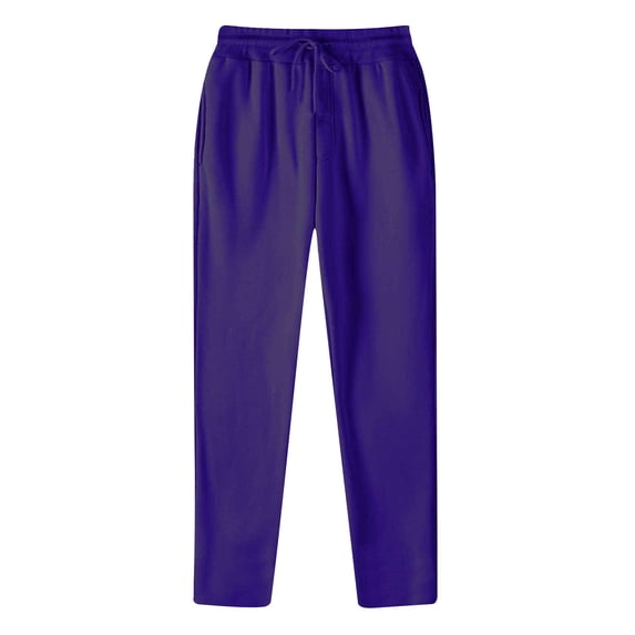 Dagegui Winter Sweatpants for Men Fleece Drawstring Elastic Waist Workout Pants with Pockets Winter Open Bottom Joggers Purple L