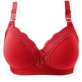 thumbnail image 1 of Dagegui Women's Bras 1X No Underwire Bras for Women Full Coverage Gathering Bra Comfortable Wireless Bras Adjustable Straps Everyday Bra Red, 1 of 3
