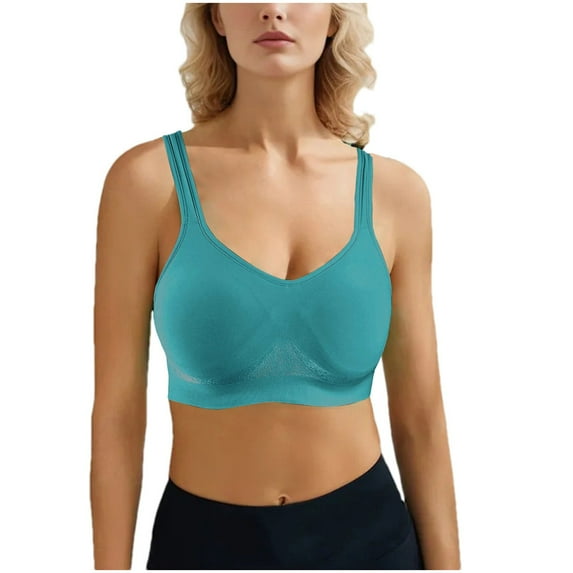 Dagegui Women's Bras 1X Womens Yoga Bras Wirefree Fitness Workout Underwear Soft Comfy Running Sports Bralettes with Pad Green